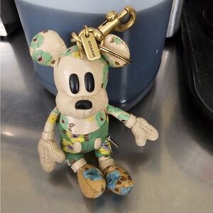 Disney X Coach Mickey Mouse Bag Charm With Floral Print